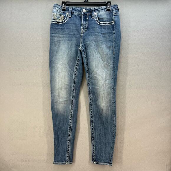 Vigoss Jeans Women's 8 Blue Skinny Embroidered Pockets Preppy Normcore Classic - Picture 2 of 15